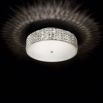Ideal lux Plafoniera piccola in metallo cromato e diffusore con elementi in cristallo Roma