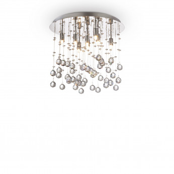 Ideal lux Plafoniera piccola in metallo placcato e pendenti con sfere di cristallo Moonlight