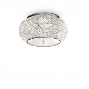 Ideal lux Plafoniera piccola struttura in metallo e diffusore in perle di cristallo Pashà