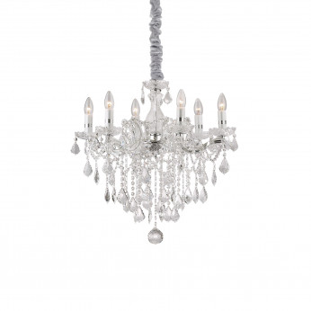 Ideal lux Lampadario piccolo in metallo con elementi decorativi in vetro e cristallo Florian