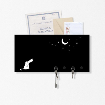 Design Object Portachiavi da parete con lavagna magnetica e portadocumenti "DOG&MOON" 