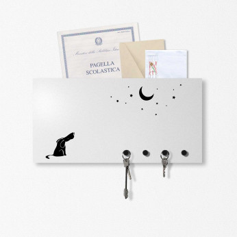 Design Object Portachiavi da parete con lavagna magnetica e portadocumenti "DOG&MOON" 