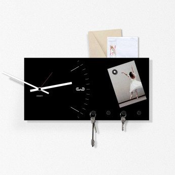 Design Object Portachiavi con orologio e portalettere da parete in metallo "CLOCK&MORE" 