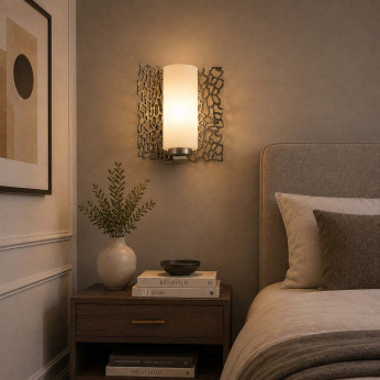 Kichler Applique da parete con diffusore in vetro a 1 luce dal design moderno Silver Coral