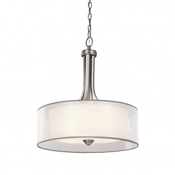 Kichler Lampadario grande con diffusore in vetro opalino e maglia di lino Lacey