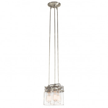 Kichler Lampada a sospensione in acciaio con 3 diffusori in vetro dal design industrial Brinley