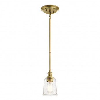 Kichler Lampada a sospensione in acciaio con singolo diffusore piccolo in vetro moderno Waverly