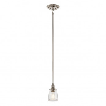 Kichler Lampada a sospensione in acciaio con singolo diffusore piccolo in vetro moderno Waverly