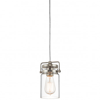 Kichler Lampada a sospensione in acciaio con un diffusore in vetro dal design industrial Brinley