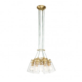 Kichler Lampada a sospensione in acciaio dal design industrial con 6 diffusori in vetro Brinley
