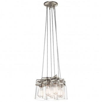Kichler Lampada a sospensione in acciaio dal design industrial con 6 diffusori in vetro Brinley
