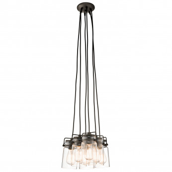 Kichler Lampada a sospensione in acciaio dal design industrial con 6 diffusori in vetro Brinley