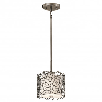 Kichler Lampada a sospensione piccola con diffusore in vetro a 3 luci dal design moderno Silver Coral