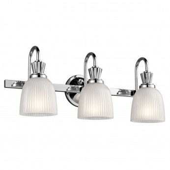Kichler Lampada da parete a 3 luci per bagno struttura in acciaio e diffusori in vetro Cora