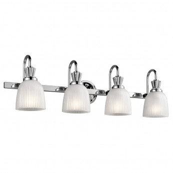 Kichler Lampada da parete a 4 luci per bagno struttura in acciaio e diffusori in vetro Cora