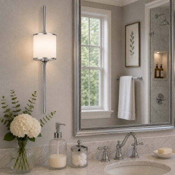 Kichler Lampada da parete grande in acciaio per bagno con diffusore in vetro a LED G9 Mona