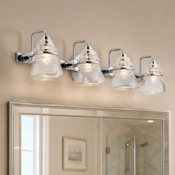 Kichler Lampada da parete in acciaio lucido moderna a 4 luci a LED G9 diffusori in vetro Talland