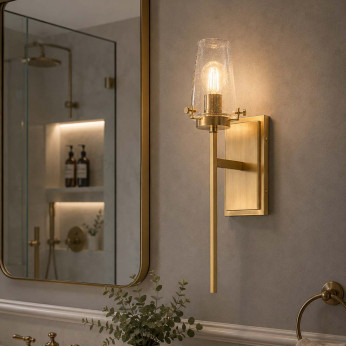 Kichler Lampada da parete per bagno a 1 luce in acciaio cromato e diffusore in vetro Alton