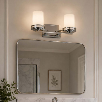 Kichler Lampada da parete per bagno a LED con 2 diffusori in vetro dal design moderno Hendrik