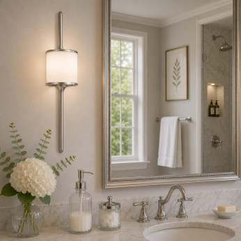Kichler Lampada da parete piccola in acciaio per bagno con diffusore in vetro a LED G9 Mona