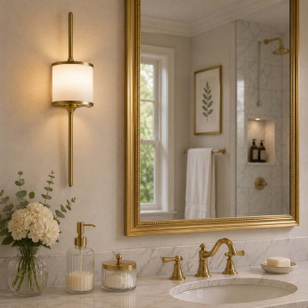 Kichler Lampada da parete piccola in acciaio per bagno con diffusore in vetro a LED G9 Mona