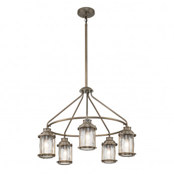 Kichler Lampadario da esterno a 5 luci con struttura in acciaio e con diffusori in vetro Ashland Bay