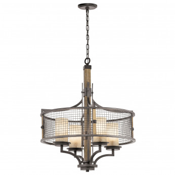 Kichler Lampadario design rustico con struttura in metallo e 4 diffusori in vetro Ahrendale