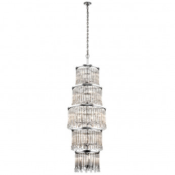 Kichler Lampadario gigante rotondo a 18 luci moderno in acciaio e pendenti in cristallo Piper