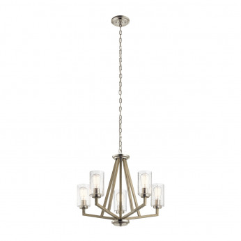 Kichler Lampadario in acciaio con 5 diffusori in vetro dal design minimal Deryn