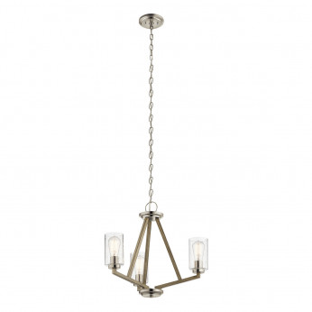 Kichler Lampadario in acciaio con triplo diffusore in vetro dal design minimal Deryn