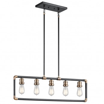 Kichler Lampadario lineare con 5 luci struttura in acciaio dal design industrial Imahn