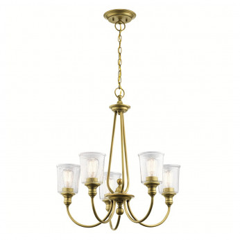 Kichler Lampadario moderno grande in acciaio con 5 diffusori in vetro Waverly