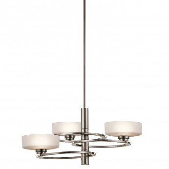 Kichler Lampadario moderno in alluminio con 3 diffusori in vetro con luce a LED Aleeka