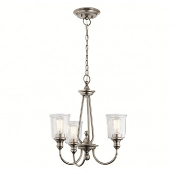 Kichler Lampadario moderno medio in acciaio con 3 diffusori in vetro Waverly