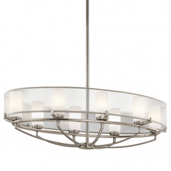 Kichler Lampadario ovale a 8 luci con diffusore in vetro e organza dal design moderno Saldana
