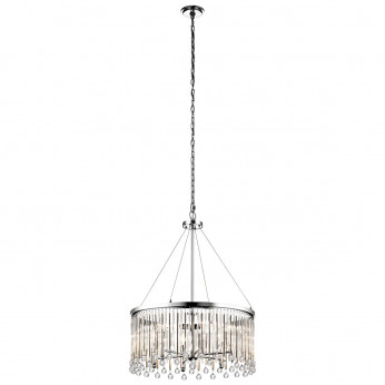 Kichler Lampadario rotondo a 6 luci moderno in acciaio e pendenti in cristallo Piper