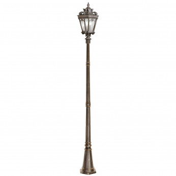 Kichler Lampione da terra a 3 luci extra large da esterno in alluminio e vetro Tournai