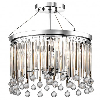 Kichler Plafoniera da soffitto a 2 luci con struttura in acciaio e pendenti in cristallo Piper