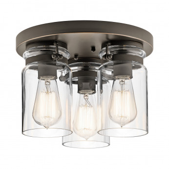 Kichler Plafoniera da soffitto in acciaio dal design industrial con 6 diffusori in vetro Brinley