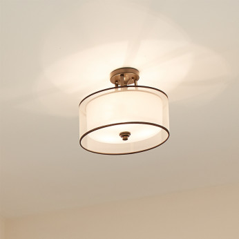 Kichler Plafoniera da soffitto rustica grande con diffusore in vetro opalino e lino Lacey