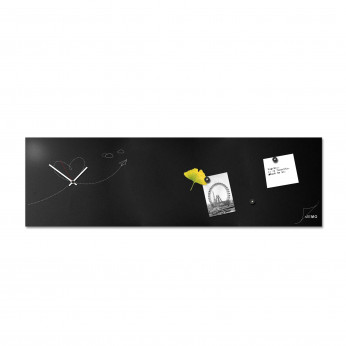 Design Object Orologio da parete orizzontale con lavagna magnetica e accessori "PAPER PLANE"