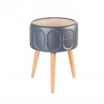 L'Oca Nera Cache-pot alto in ceramica con piedi in legno dal design moderno Urban
