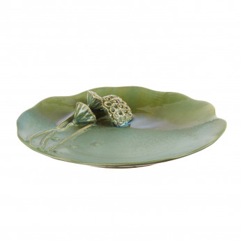 L'Oca Nera Centrotavola in ceramica dal design moderno con foglie Ethno Chic