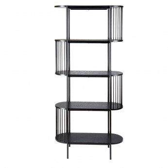 L'Oca Nera Libreria moderna in metallo nero e legno scuro con 5 ripiani Urban