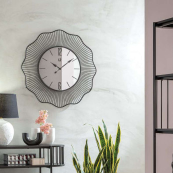 L'Oca Nera Orologio da parete grande moderno in metallo nero con quadrante in vetro Urban
