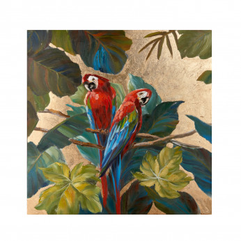 L'Oca Nera Quadro moderno figurativo acrilico su tela con applicazione foglia oro 100x100 Ethno Chic
