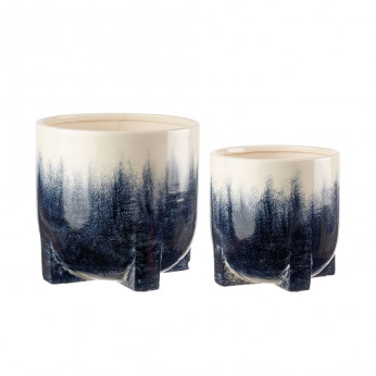 L'Oca Nera Set 2 pz cache-pot in ceramica dipinta a mano Orizzonti