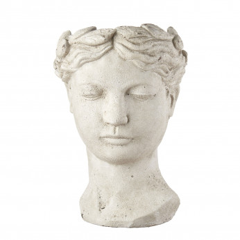 L'Oca Nera Vaso in cemento con scultura testa di donna Modern Country