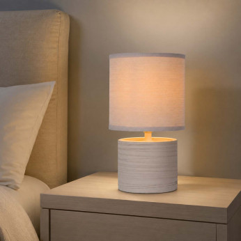 Lucide Abat-jour moderna base in ceramica e diffusore in cotone per comodino Greasby