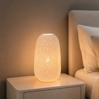 Lucide Abat jour moderna in porcellana traforata con forma a vaso Flores